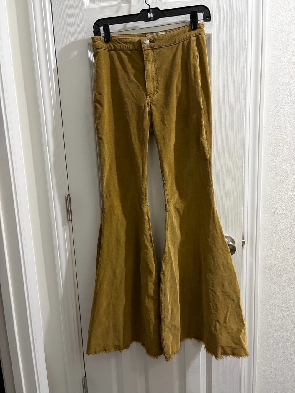 Free People Corduroy Flare Pants in Mustard Yellow